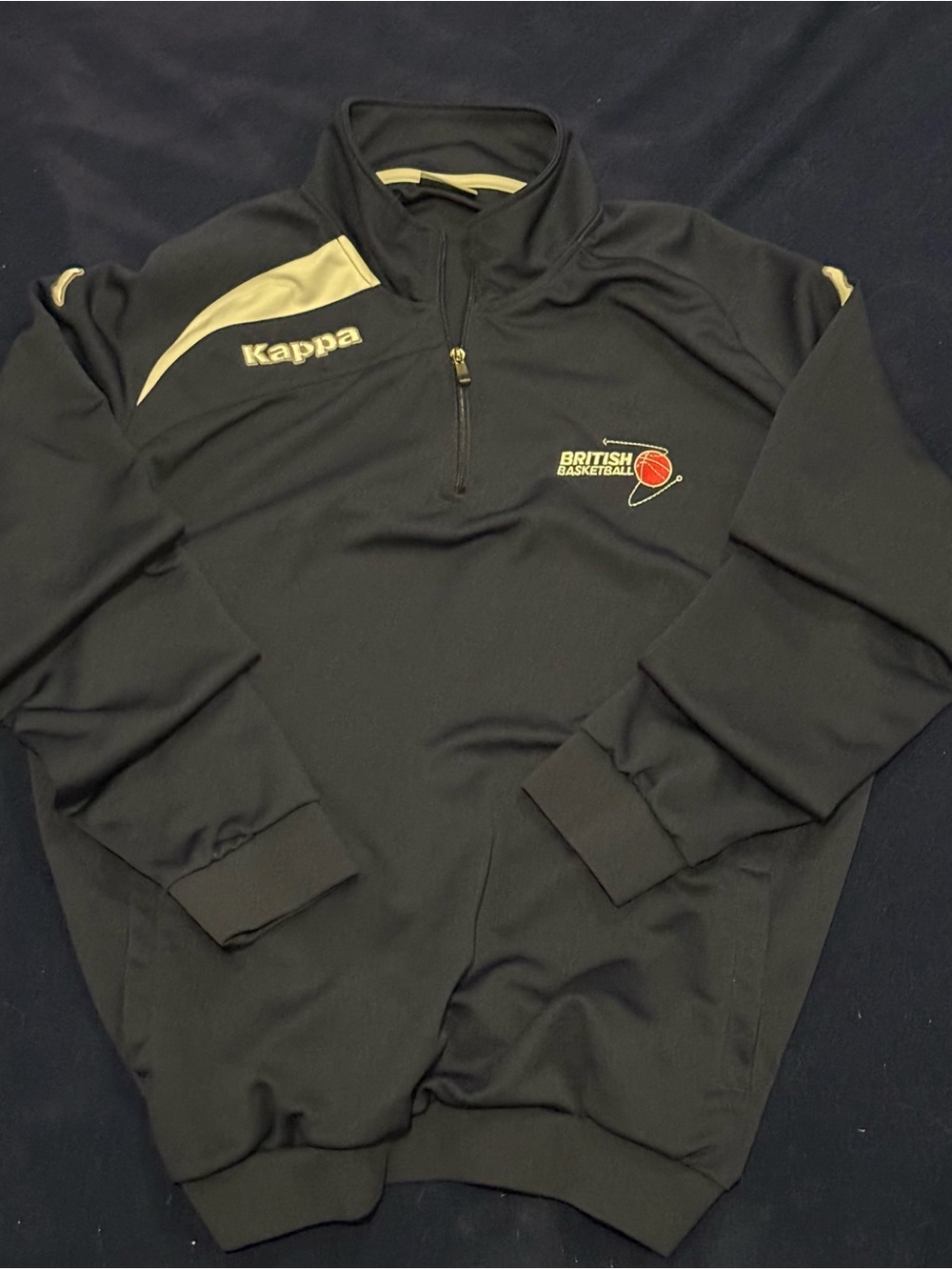 Kappa Men's Black Quarter-Zip Sweater with British Basketball Logo